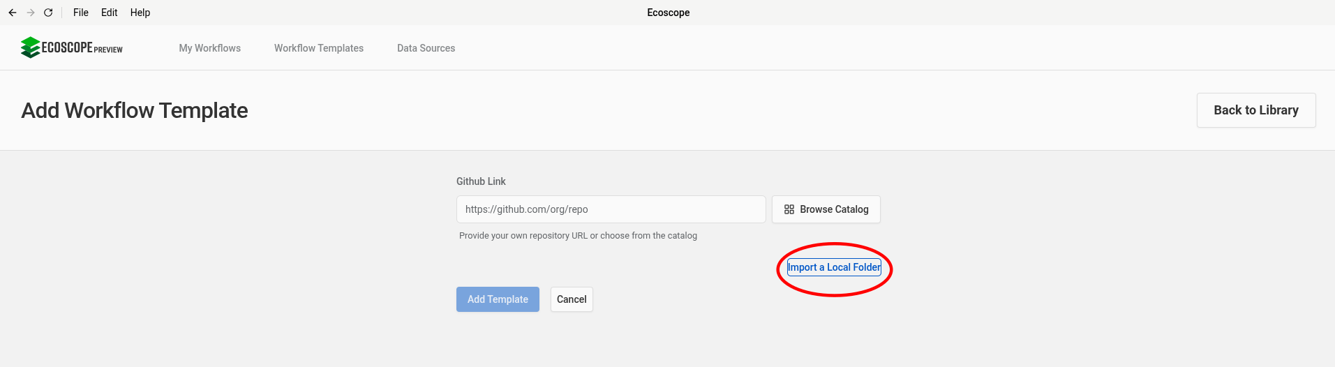 Ecoscope-Desktop Local Folder Import